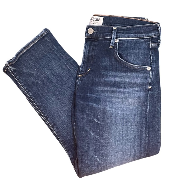 AGOLDE Isabel Slim Boyfriend Mid Rise Distressed Ankle Blue Jean Womens Size 28 - Picture 6 of 12